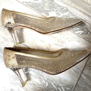 Nina Gold Mesh Heels